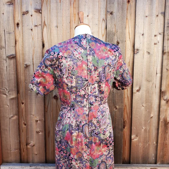 Vintage Handmade Paisley Floral Print Fit & Flare Dress Size M - Picture 8 of 8